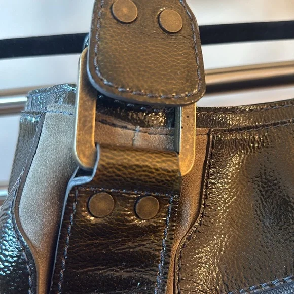 Jimmy Choo Shiny Olive Mahala Shoulder Bag